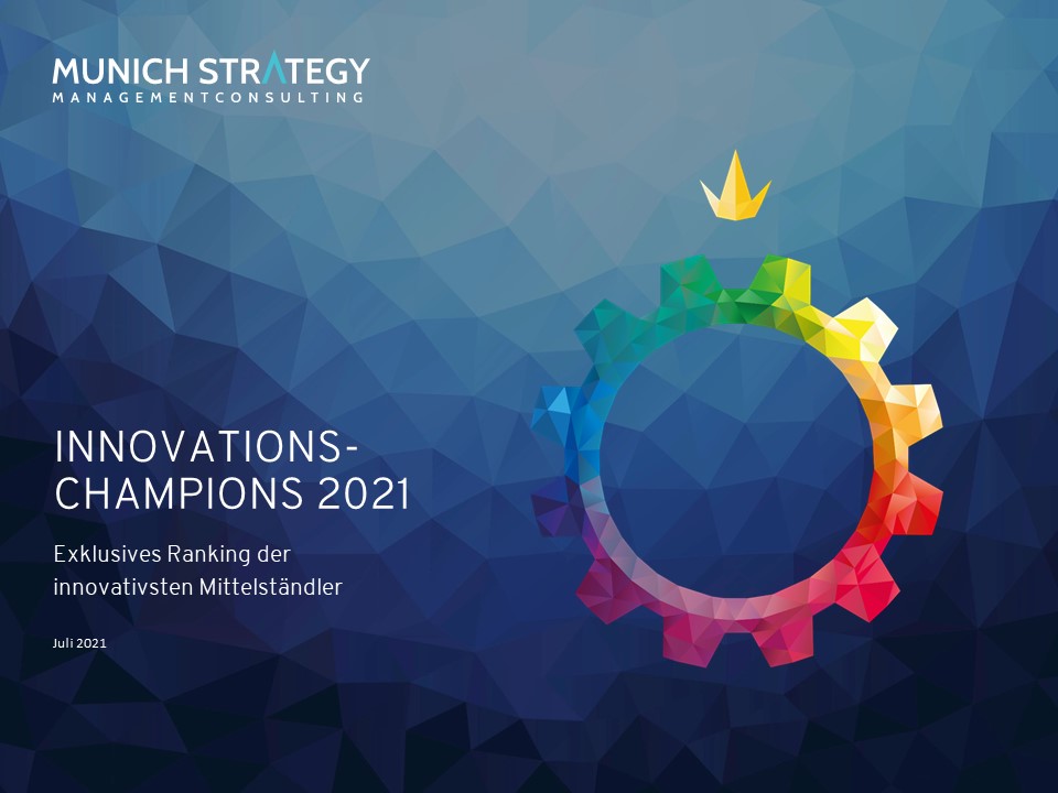 Für das Ranking in Kooperation mit der WirtschaftsWoche hat Munich Strategy zum achten Mal in Folge die innovativsten Mittelständler Deutschlands ermittelt. Grundlage der Rangliste ist der eigens entwickelte Innovationsscore. 